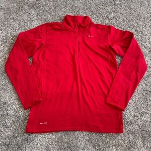 Nike Men’s Medium Solid Red Running Dri Fit Element 1/4 Zip Pullover Active